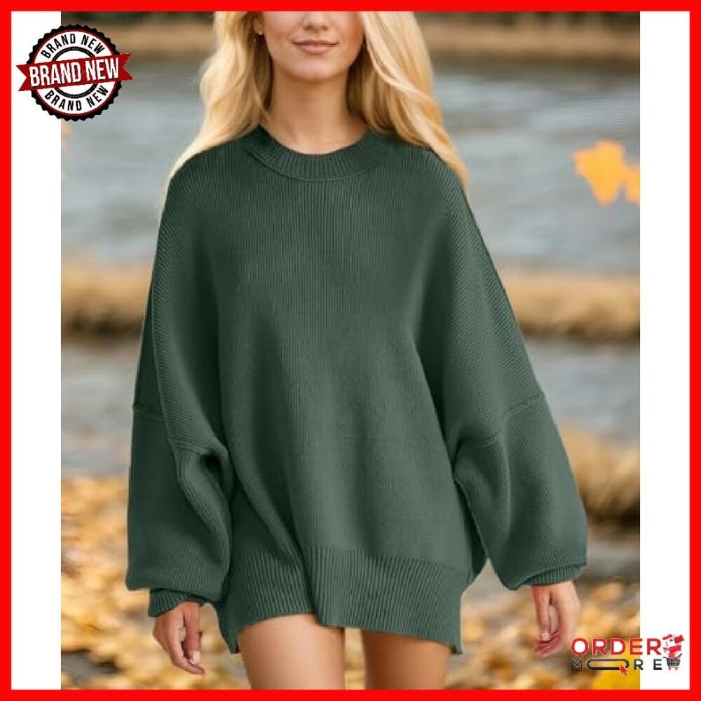 Oversized Slouchy Pullover Sweater Reversible Batwing Sleeves Urban Casual - Picture 5 of 7